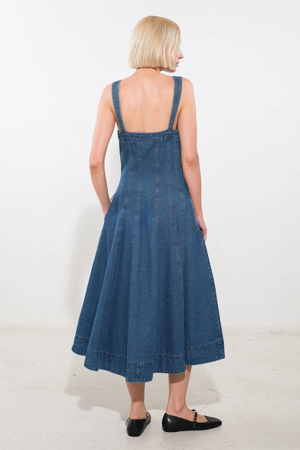 FEEL THE BEAT DENIM MIDI DRESS