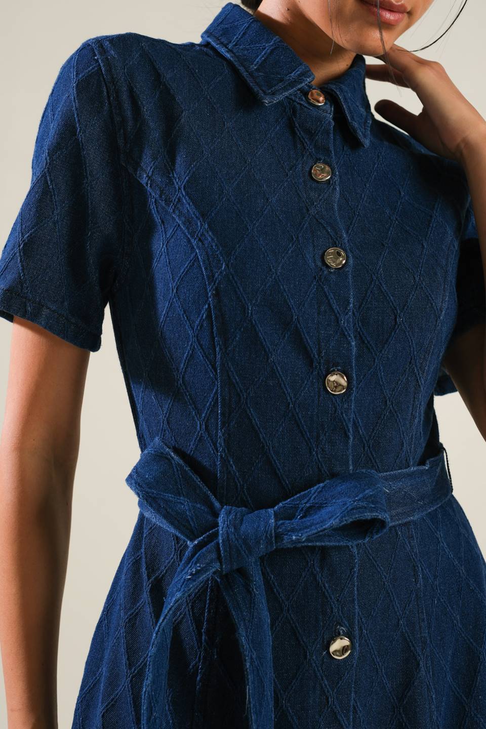 CONFIDENT STRIDES DENIM MIDI DRESS Flying Tomato