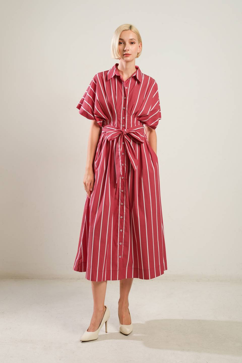 DARING HEART WOVEN MIDI DRESS Flying Tomato
