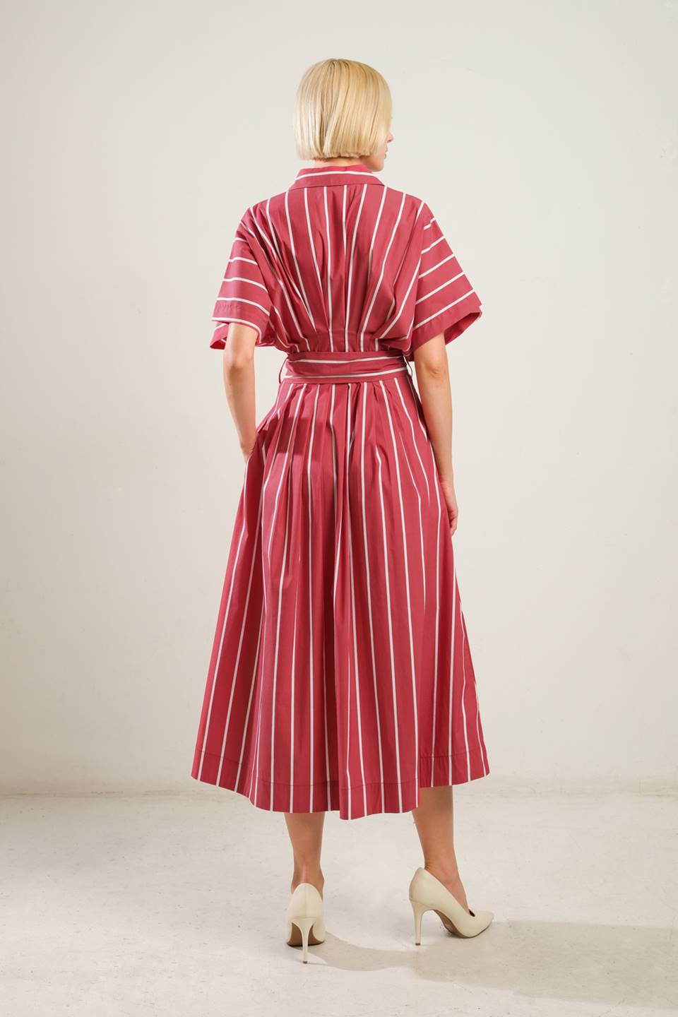 DARING HEART WOVEN MIDI DRESS