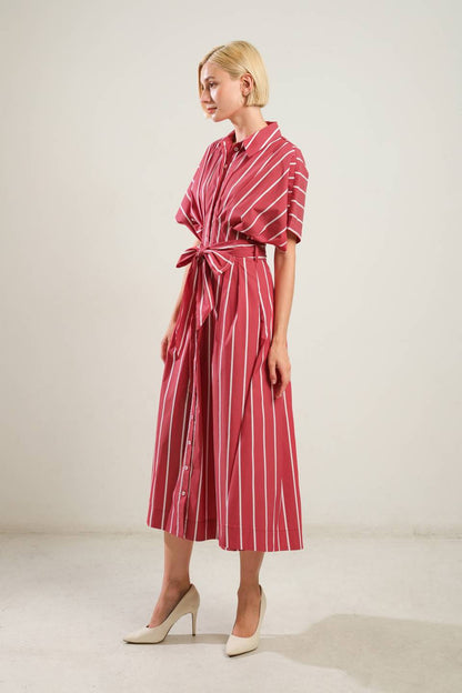 DARING HEART WOVEN MIDI DRESS