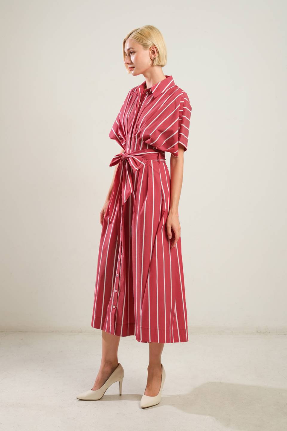 DARING HEART WOVEN MIDI DRESS Flying Tomato