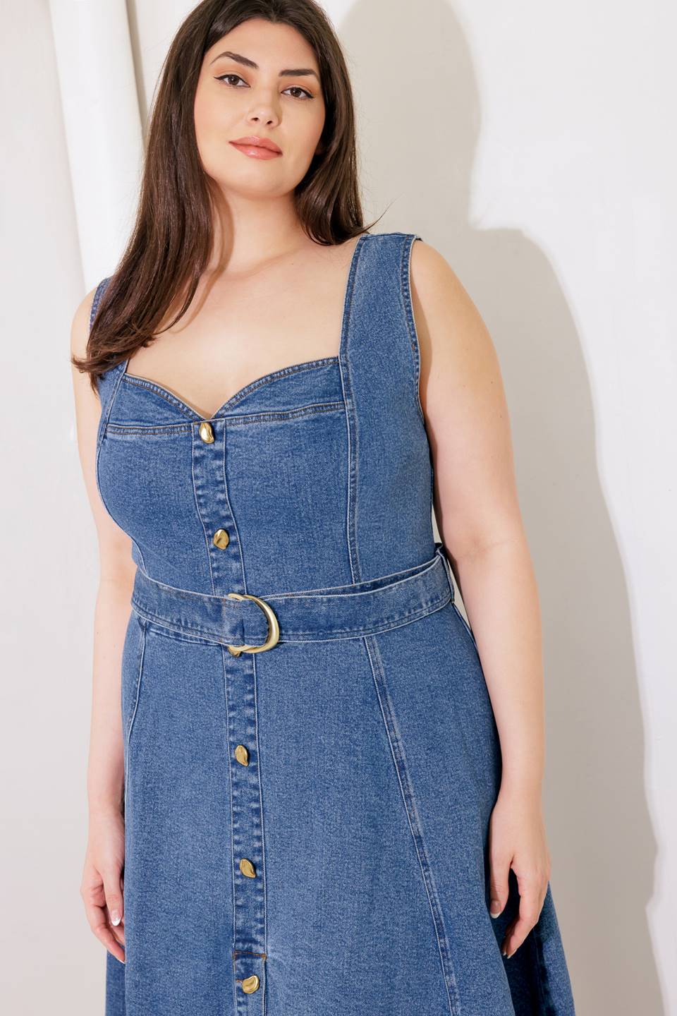 PRETTIEST BEHAVIOR DENIM MIDI DRESS Flying Tomato