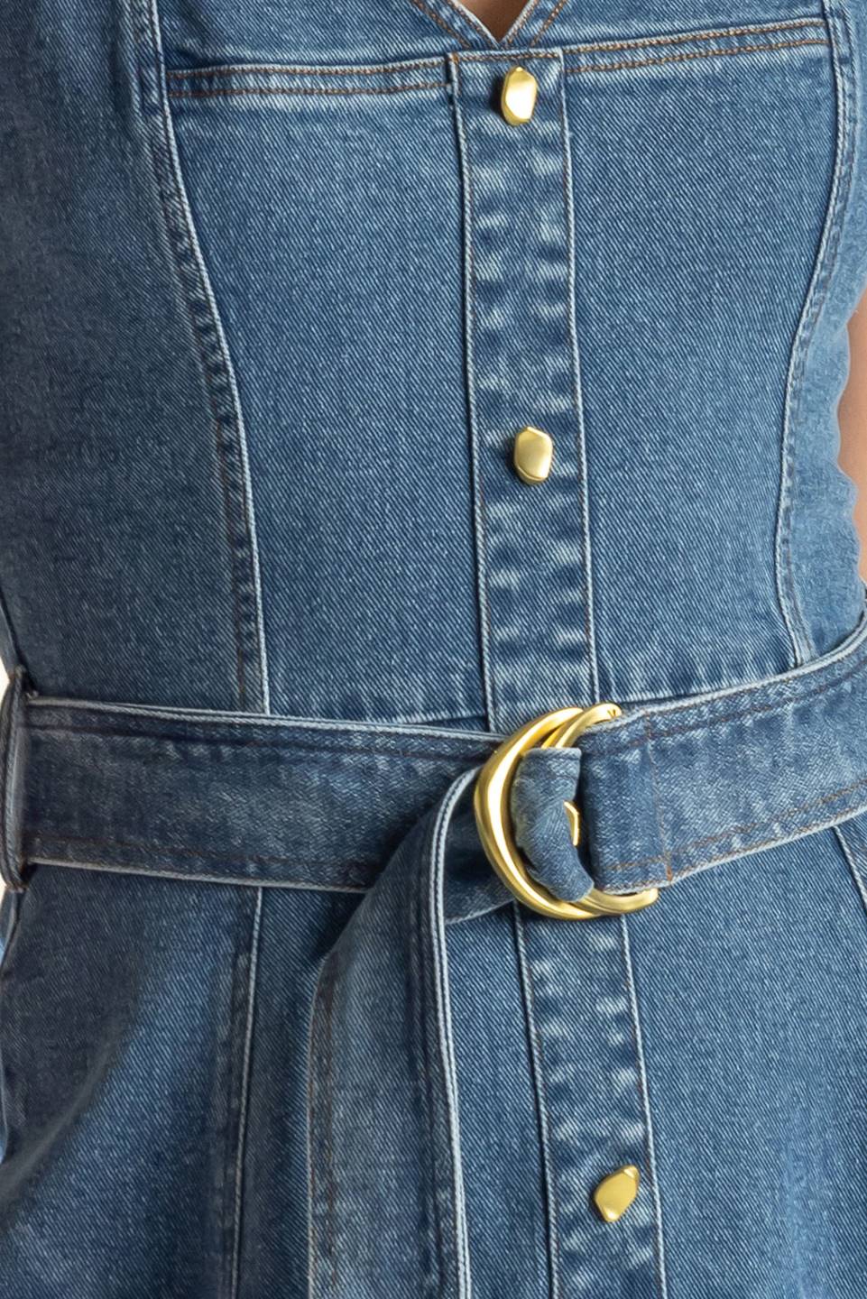 PRETTIEST BEHAVIOR DENIM MIDI DRESS Flying Tomato