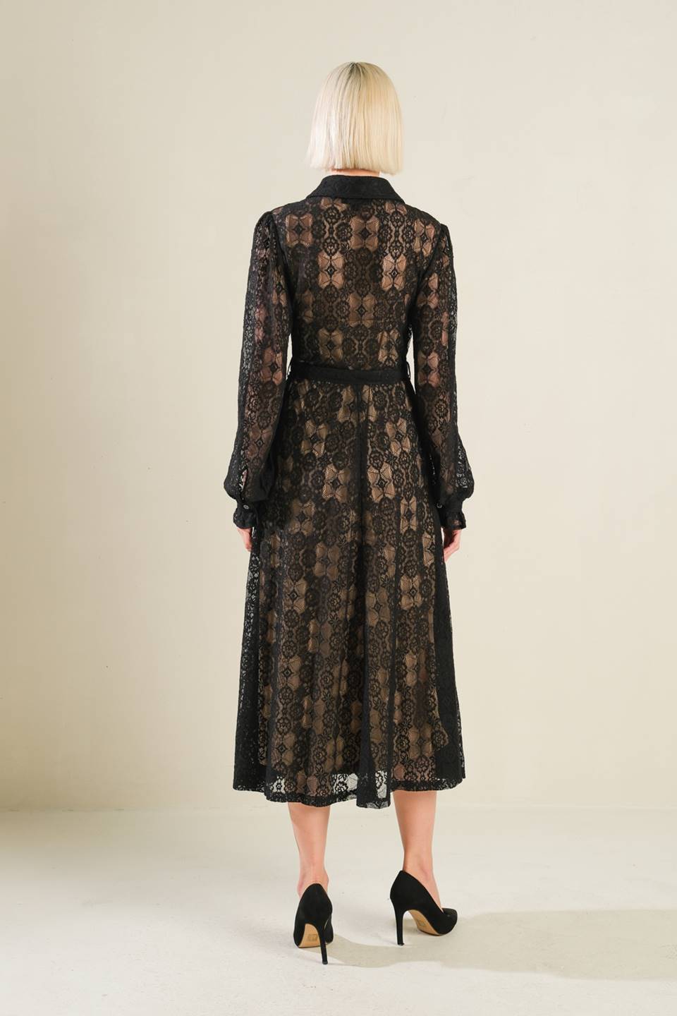 SO DELIGHTED WOVEN LACE MIDI DRESS