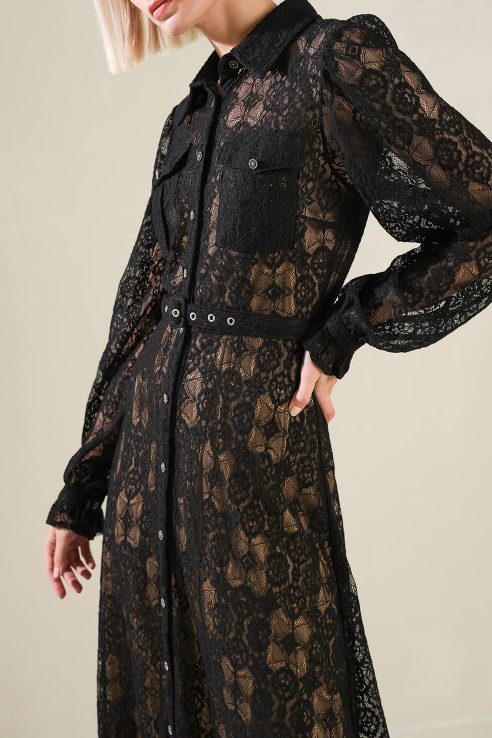 SO DELIGHTED WOVEN LACE MIDI DRESS