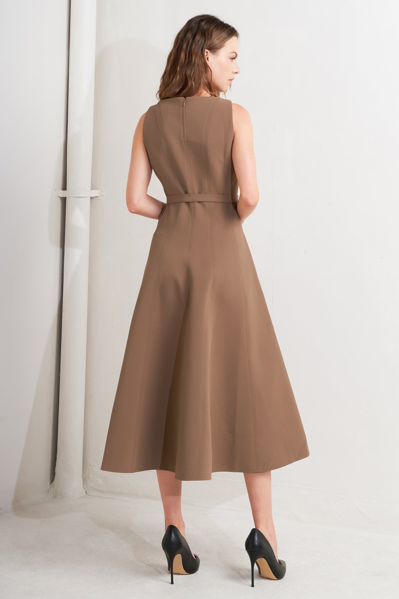 LIVING THE DREAM BROWN WOVEN MIDI DRESS Flying Tomato