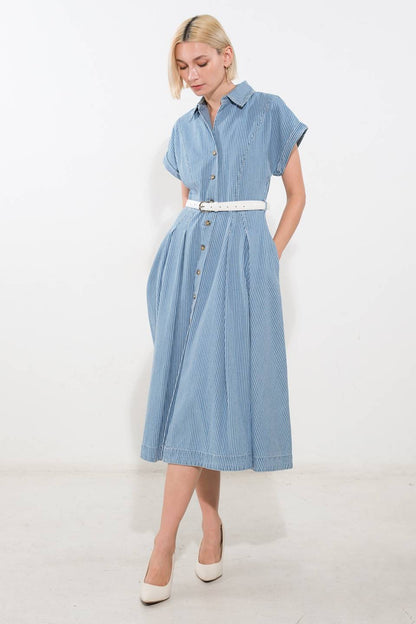 SOAK IN THE SUN DENIM MIDI DRESS