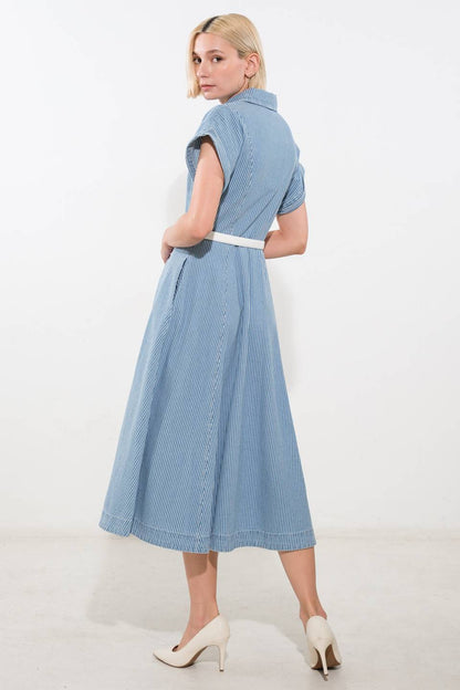 SOAK IN THE SUN DENIM MIDI DRESS