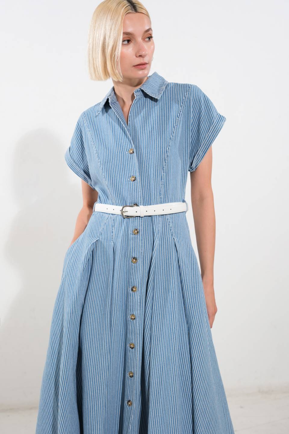 SOAK IN THE SUN DENIM MIDI DRESS Flying Tomato