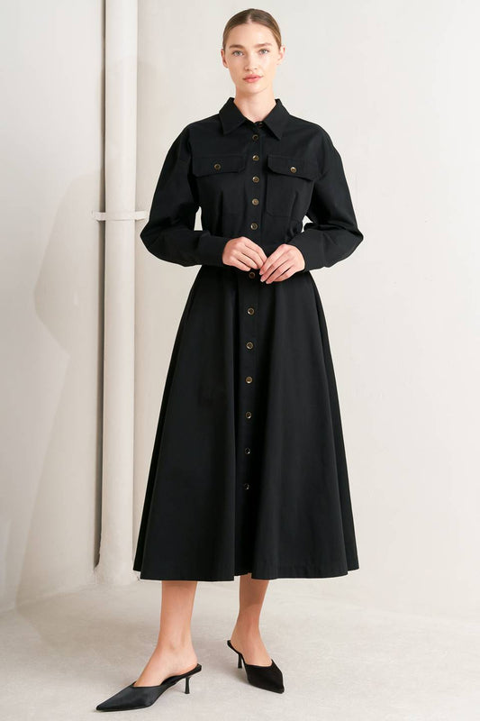 Charming Decision Woven Midi Dress With Self Belt Pockets Flying Tomato