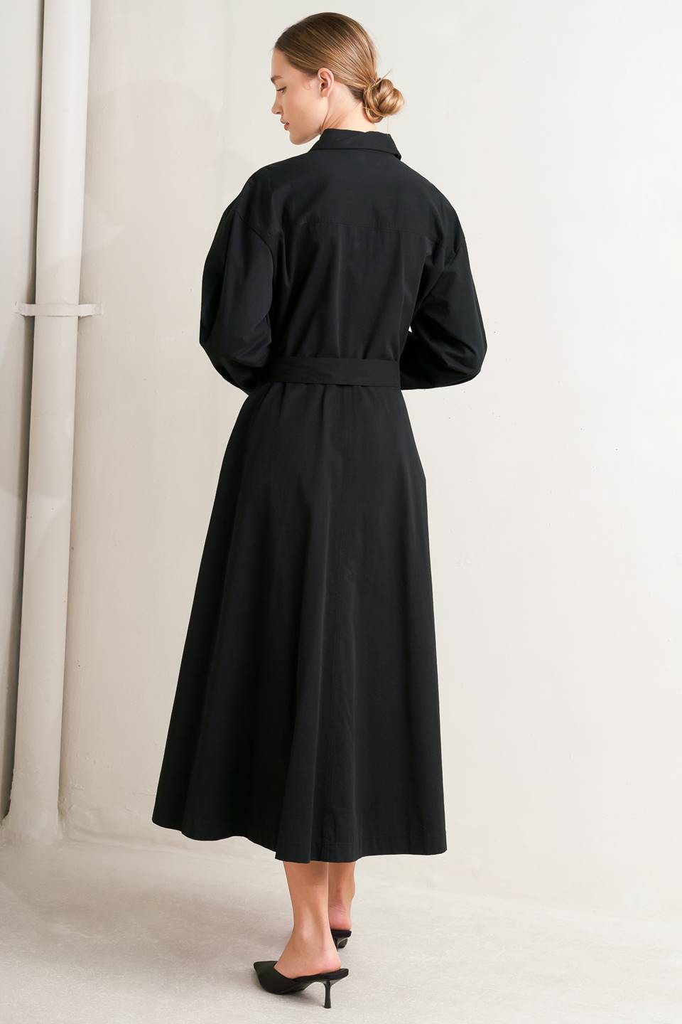 Charming Decision Woven Midi Dress With Self Belt Pockets Flying Tomato