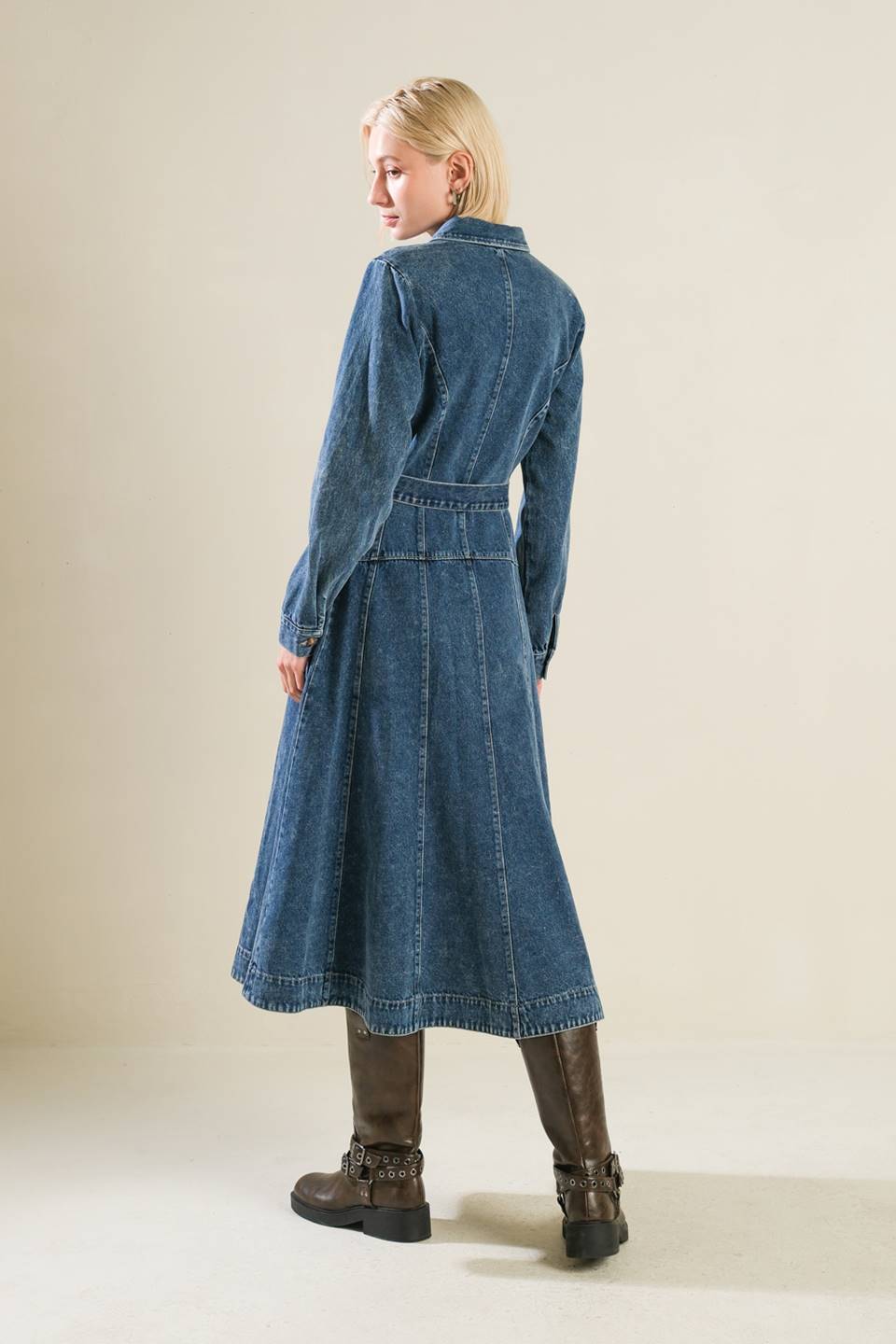 LIFE WITH YOU DENIM MIDI DRESS