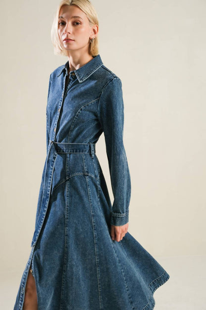 LIFE WITH YOU DENIM MIDI DRESS