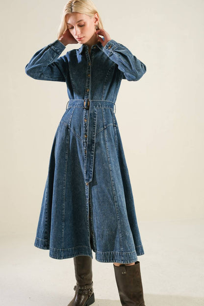 LIFE WITH YOU DENIM MIDI DRESS