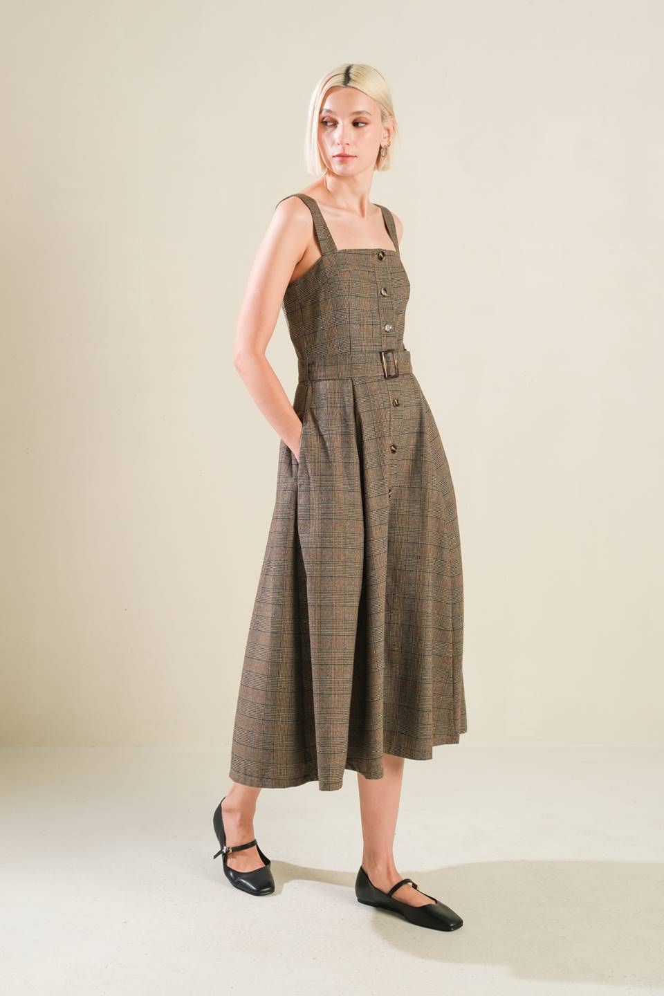 HAPPY CHANCE WOVEN MIDI DRESS