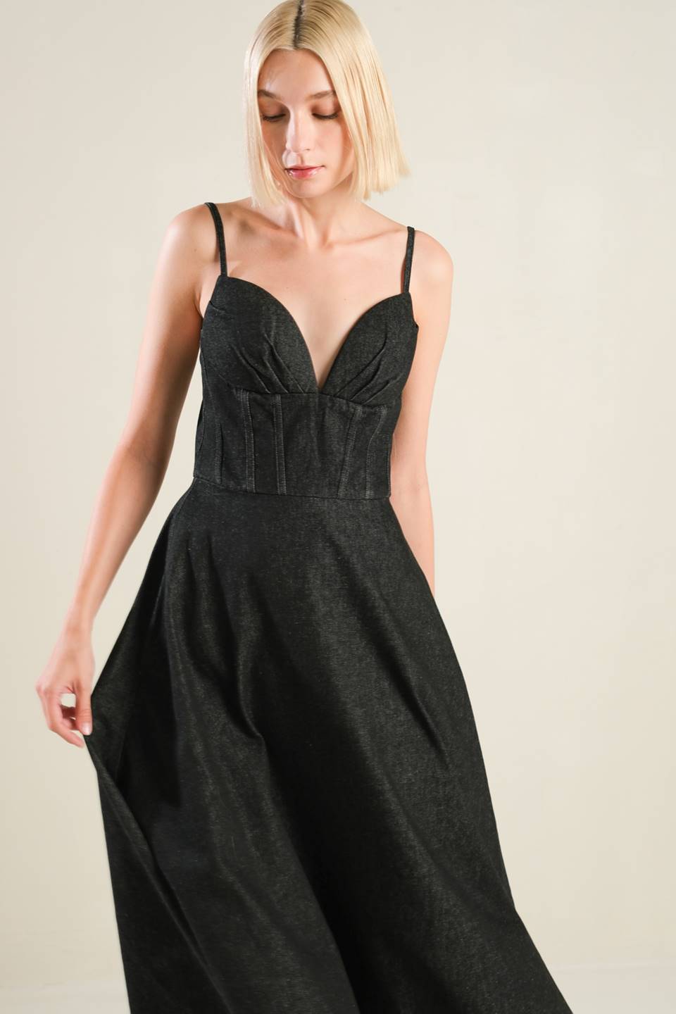 YOU ARE MY SUNSHINE DENIM MIDI DRESS Flying Tomato