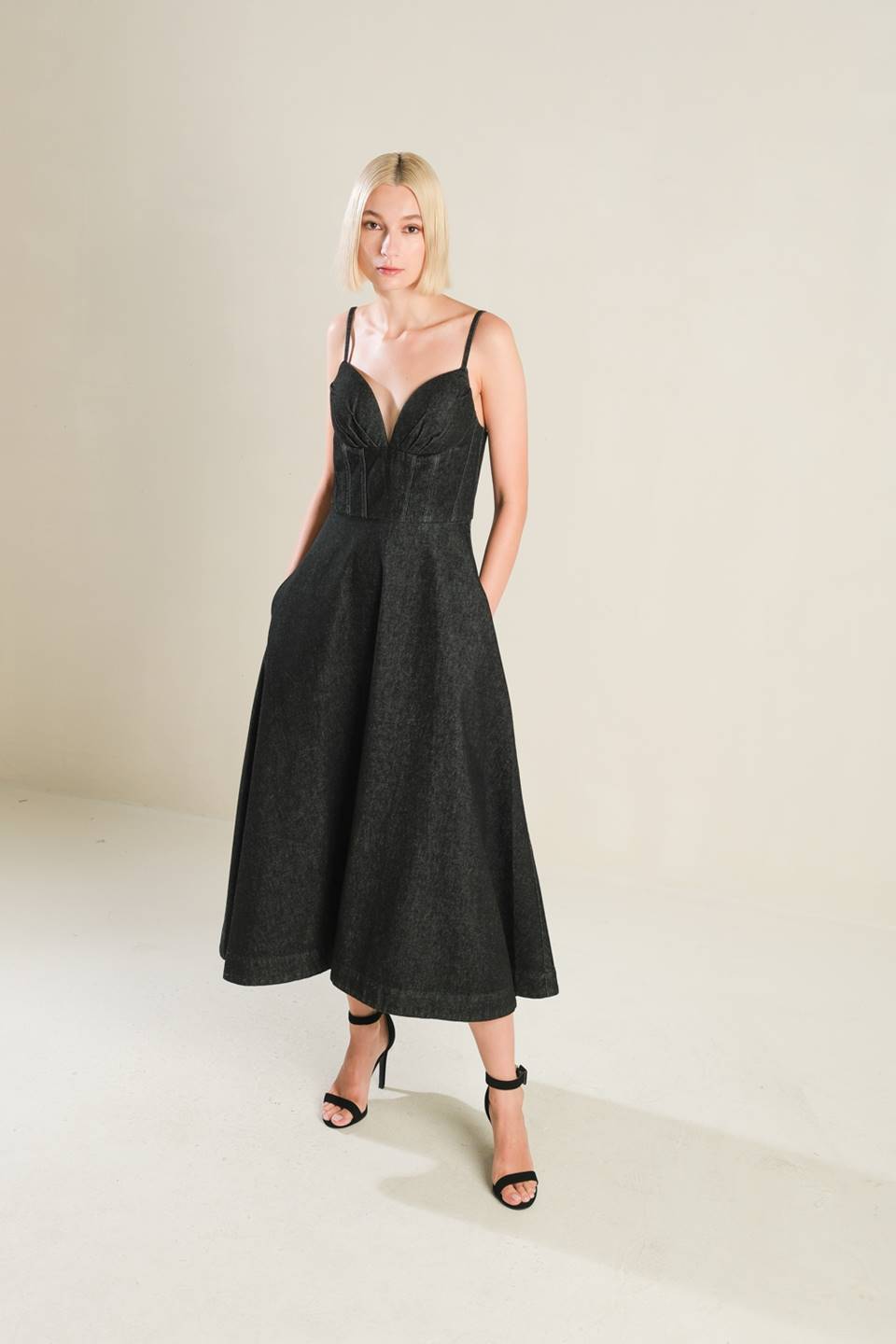 YOU ARE MY SUNSHINE DENIM MIDI DRESS Flying Tomato