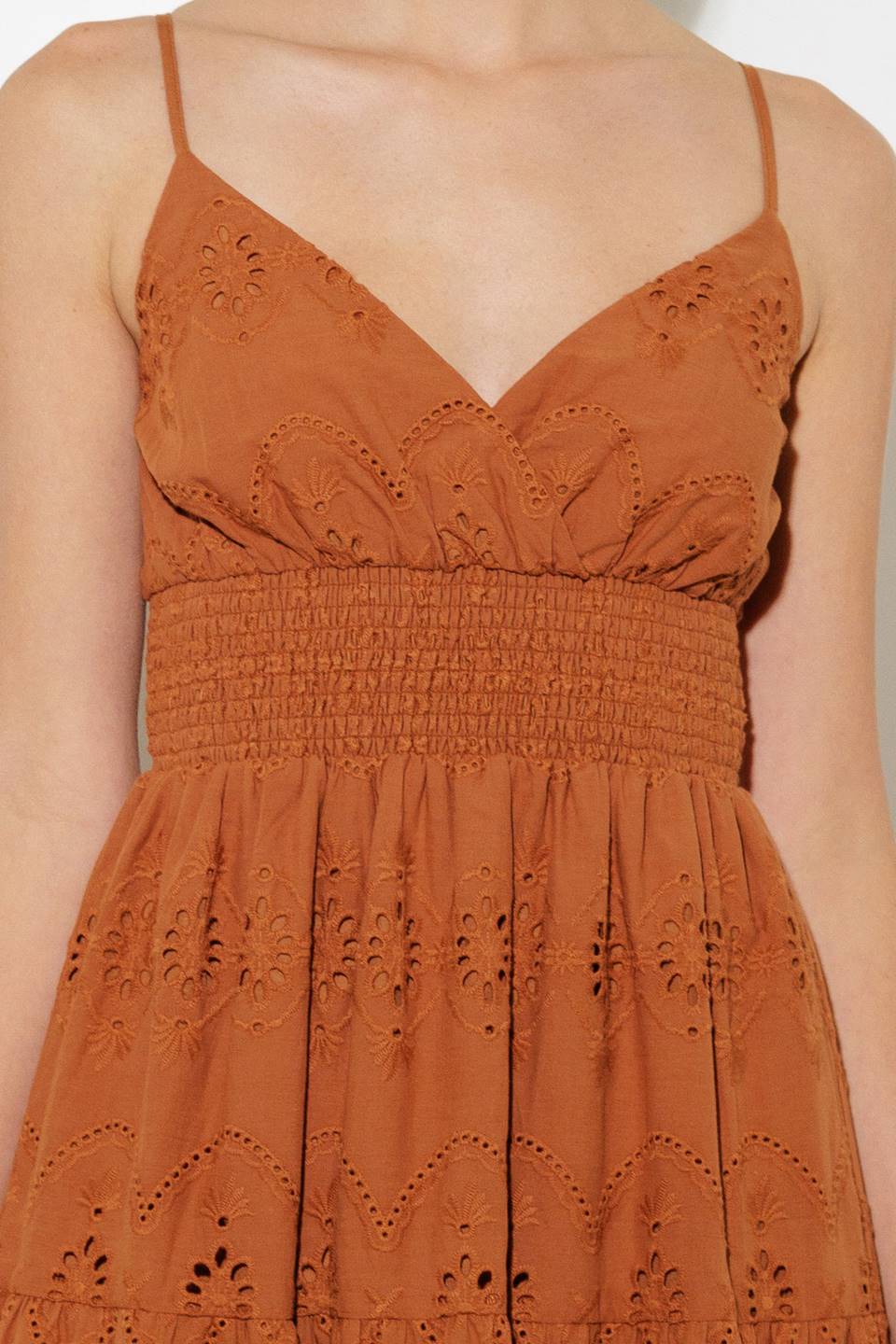LUMINOUS BLISS WOVEN EYELET MIDI DRESS Flying Tomato