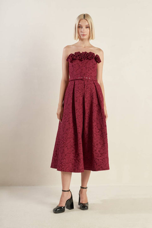 GLORIOUS SHINE WOVEN MIDI DRESS Flying Tomato