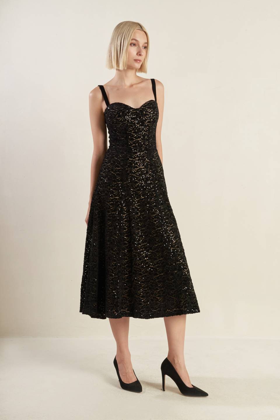 STAPLE MOMENT WOVEN LACE MIDI DRESS Flying Tomato
