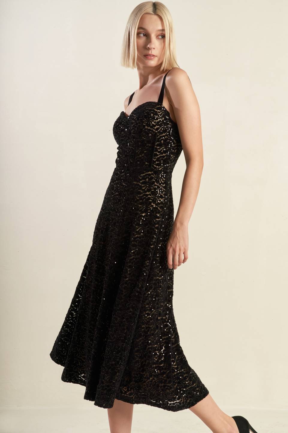 STAPLE MOMENT WOVEN LACE MIDI DRESS Flying Tomato