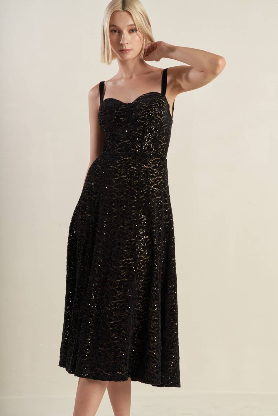 STAPLE MOMENT WOVEN LACE MIDI DRESS Flying Tomato