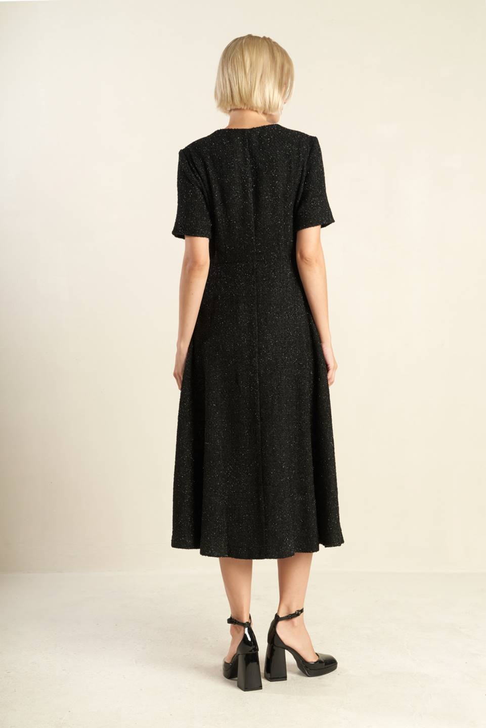 SOMETHING MORE TWEED WOVEN MIDI DRESS Flying Tomato