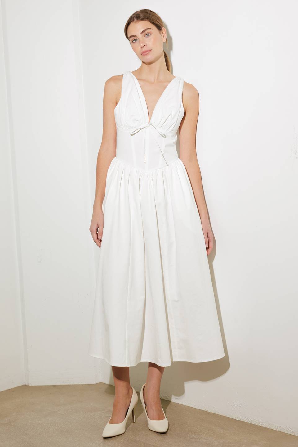 FANCIFUL ESCAPES WOVEN MIDI DRESS Flying Tomato