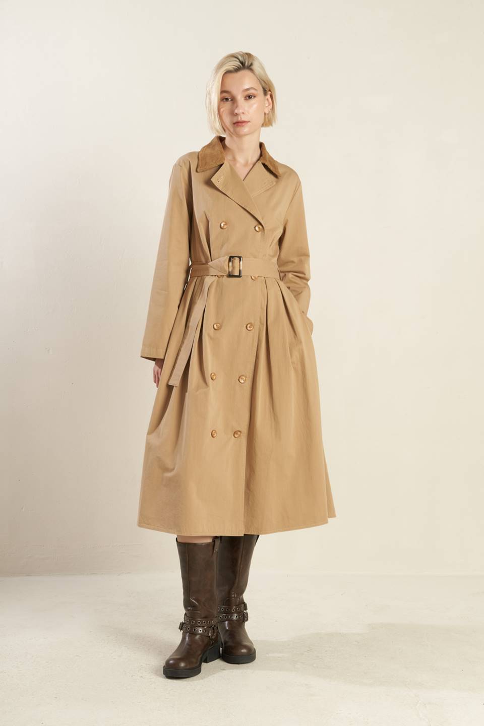 FALLING LEAVES WOVEN MIDI TRENCH COAT Flying Tomato