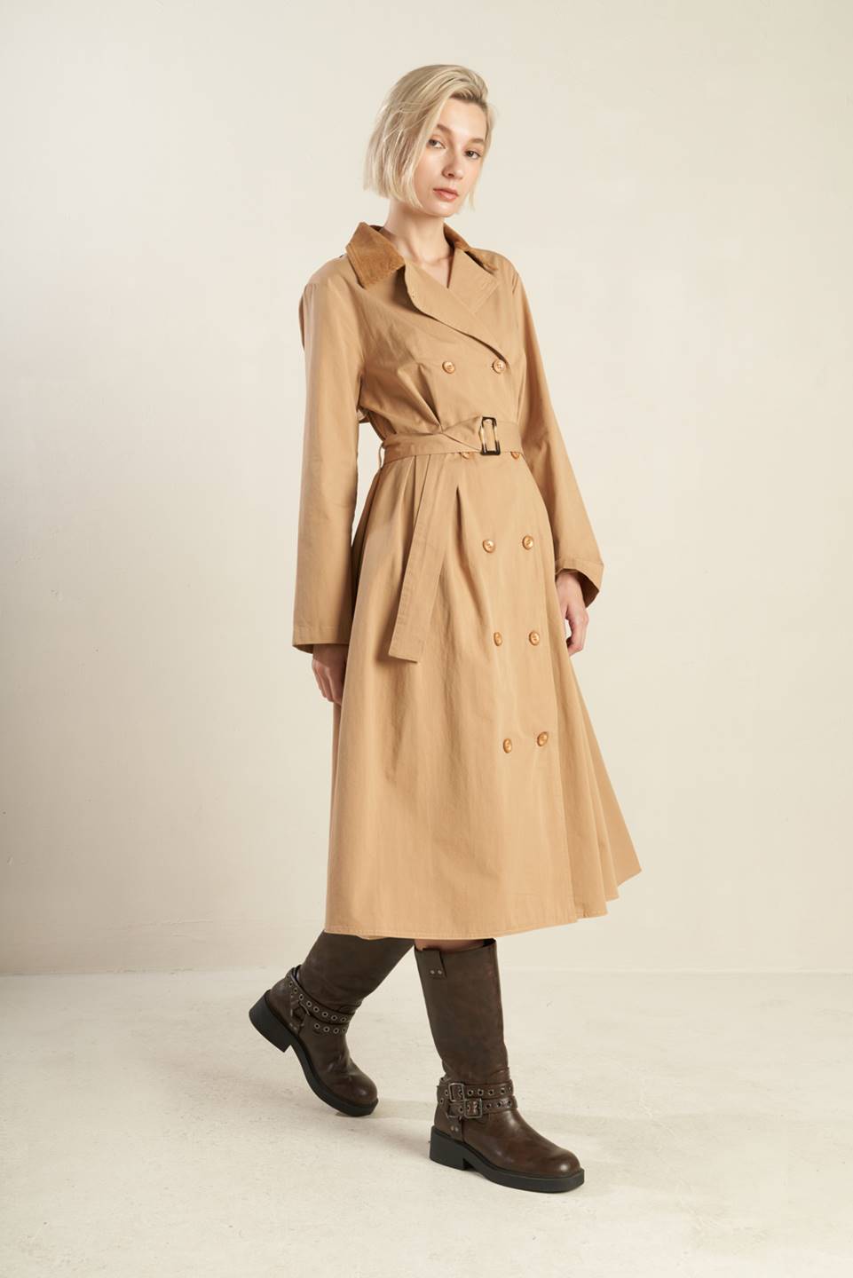 FALLING LEAVES WOVEN MIDI TRENCH COAT Flying Tomato