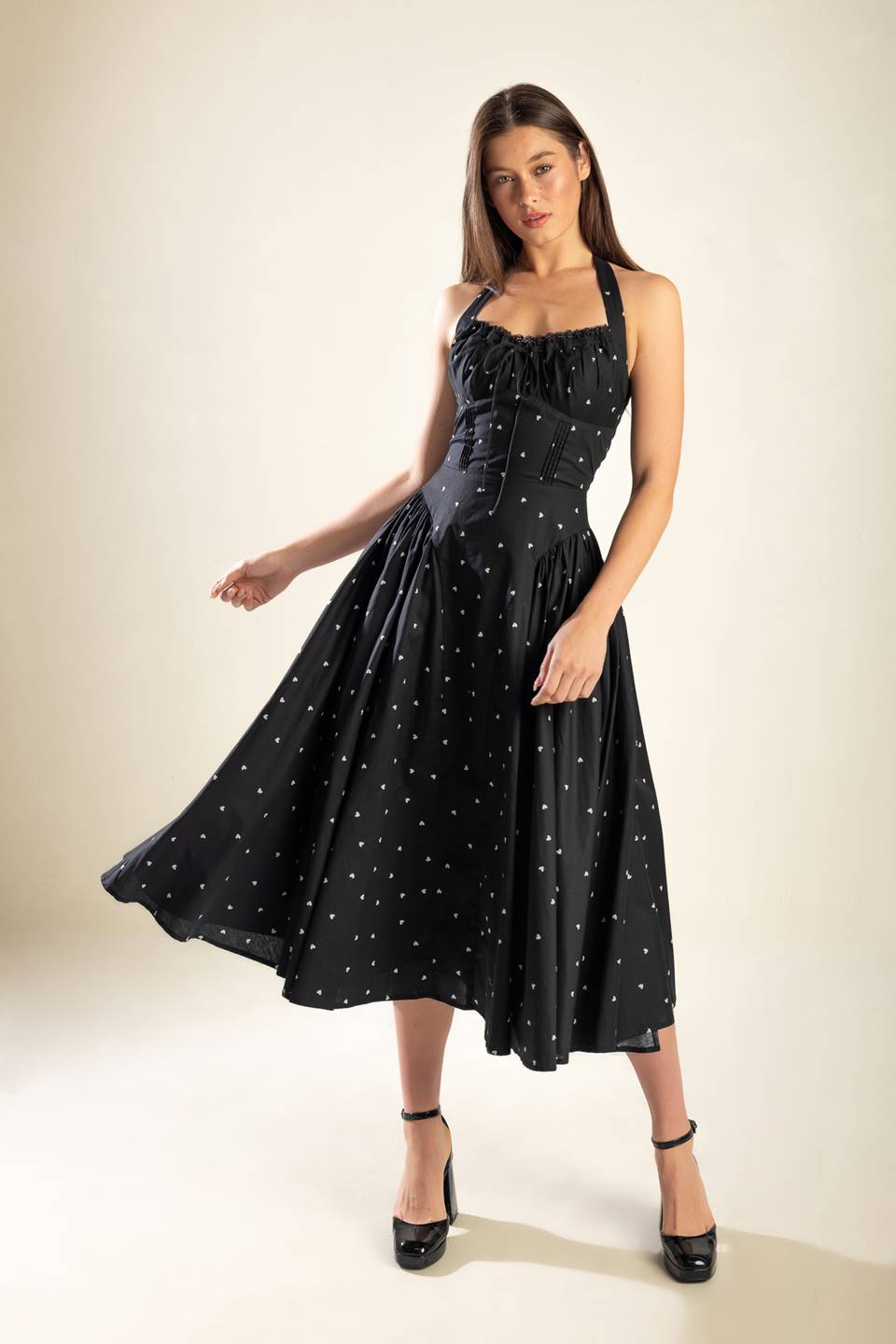 CONFIDENT CUES WOVEN MIDI DRESS Flying Tomato