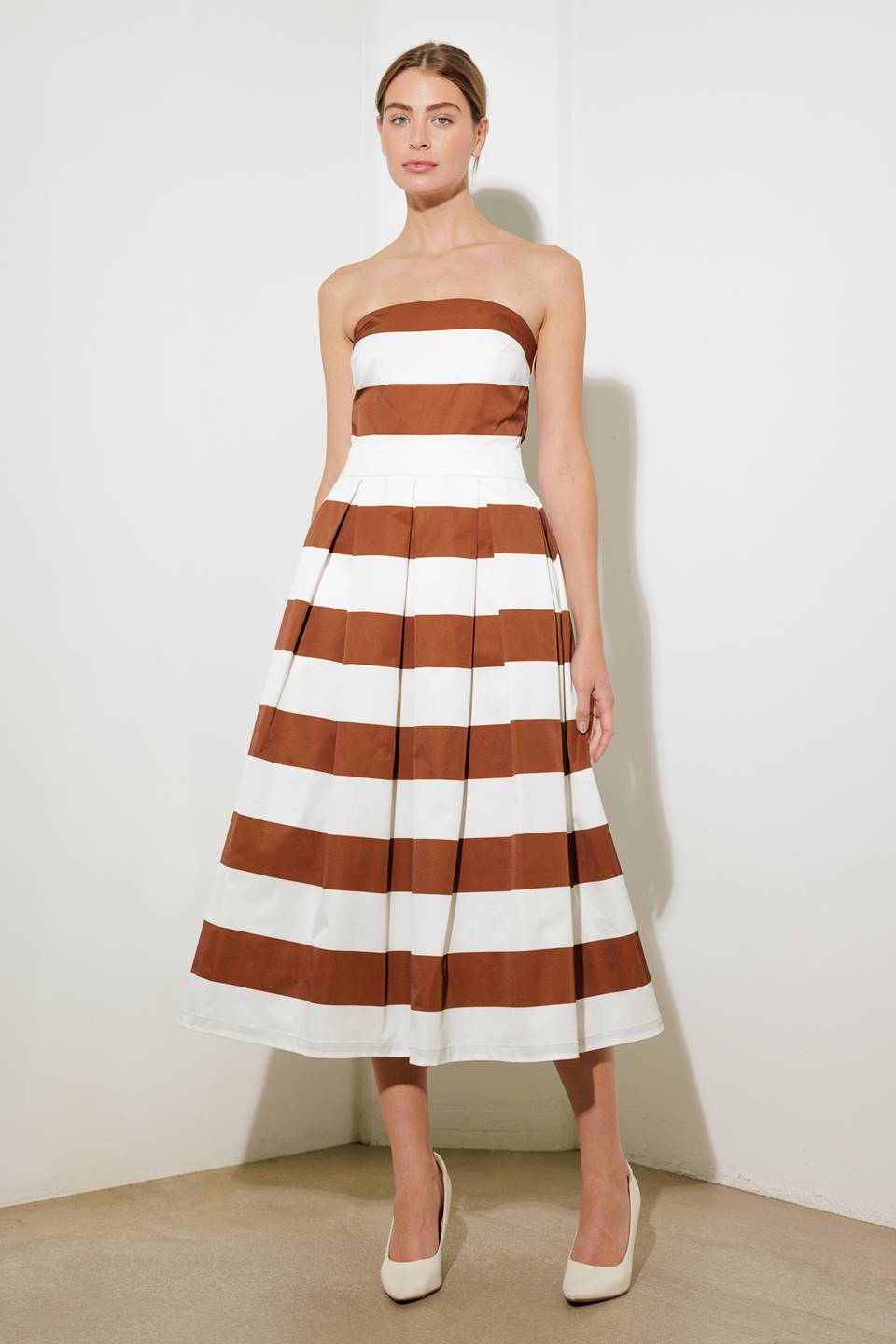 EVERYDAY HUSTLE RUST WOVEN MIDI DRESS Flying Tomato