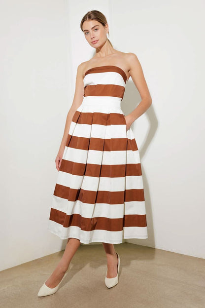 STRIPED COTTON MIDI DRESS FOR EVERYDAY WEAR