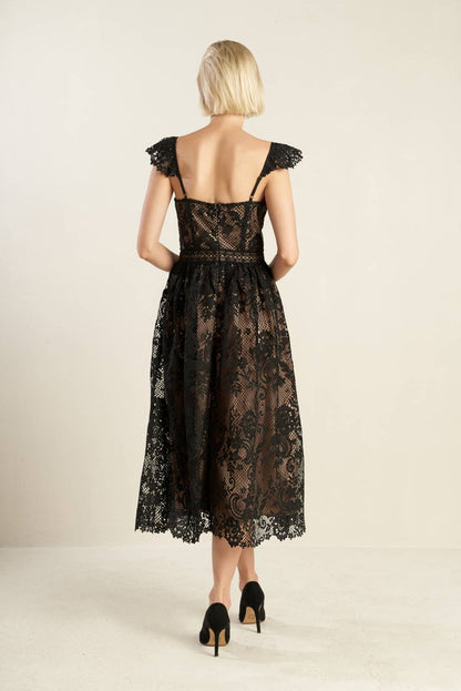 KNOW YOU BETTER LACE WOVEN MIDI DRESS