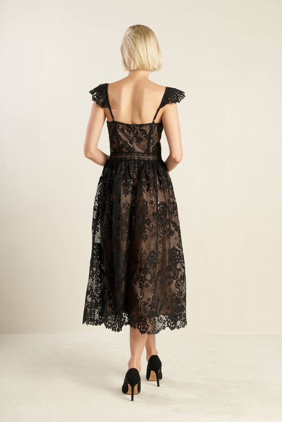 KNOW YOU BETTER LACE WOVEN MIDI DRESS Flying Tomato