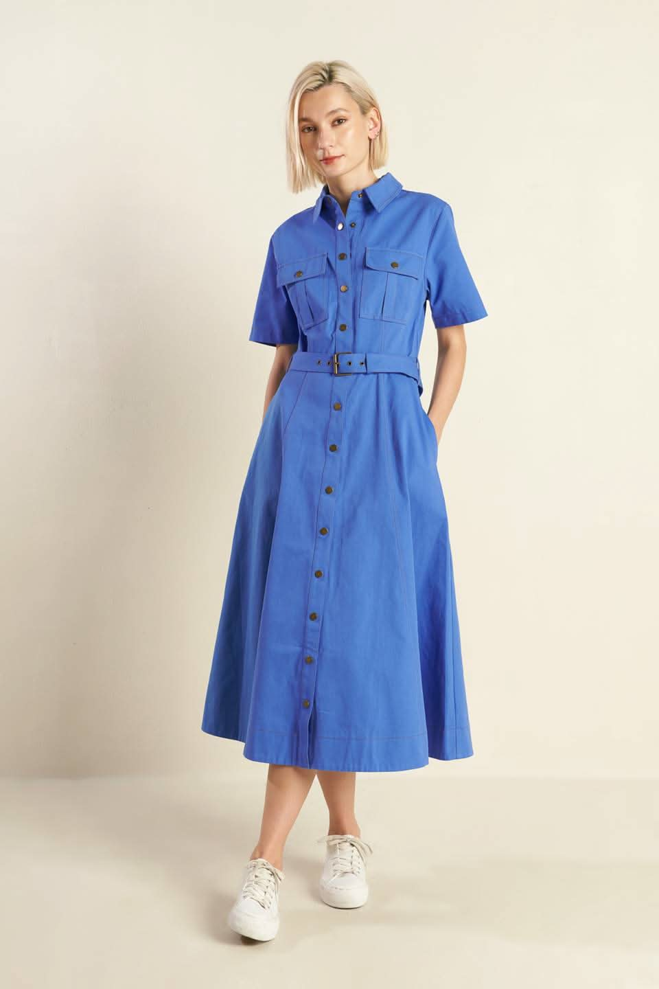 FIRE WITHIN WOVEN MIDI SHIRT DRESS