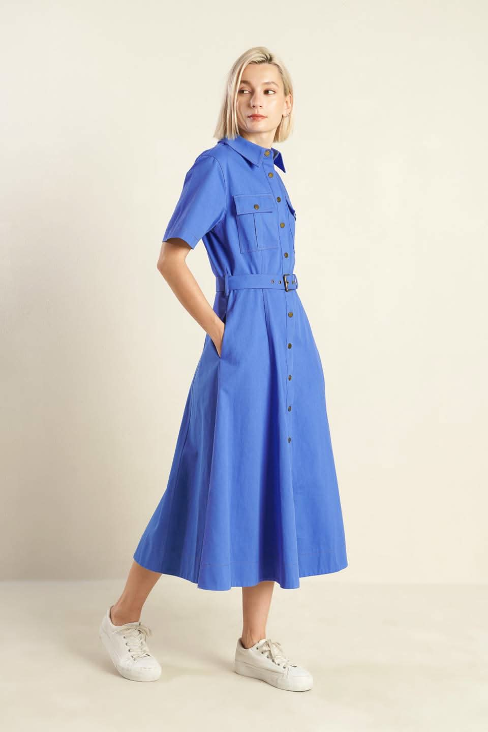 FIRE WITHIN WOVEN MIDI SHIRT DRESS