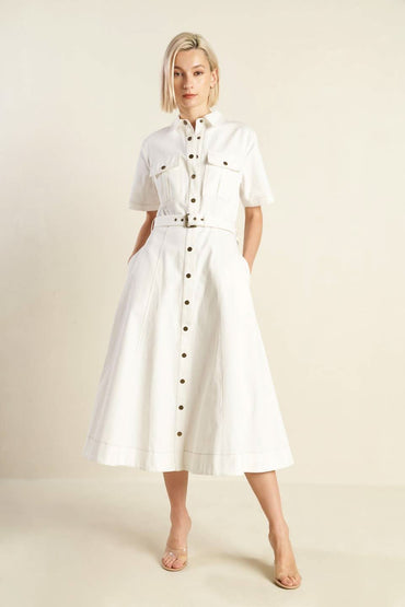 FIRE WITHIN WOVEN MIDI SHIRT DRESS