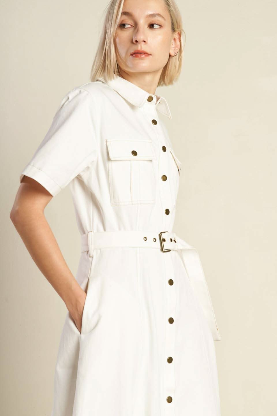 FIRE WITHIN WOVEN MIDI SHIRT DRESS