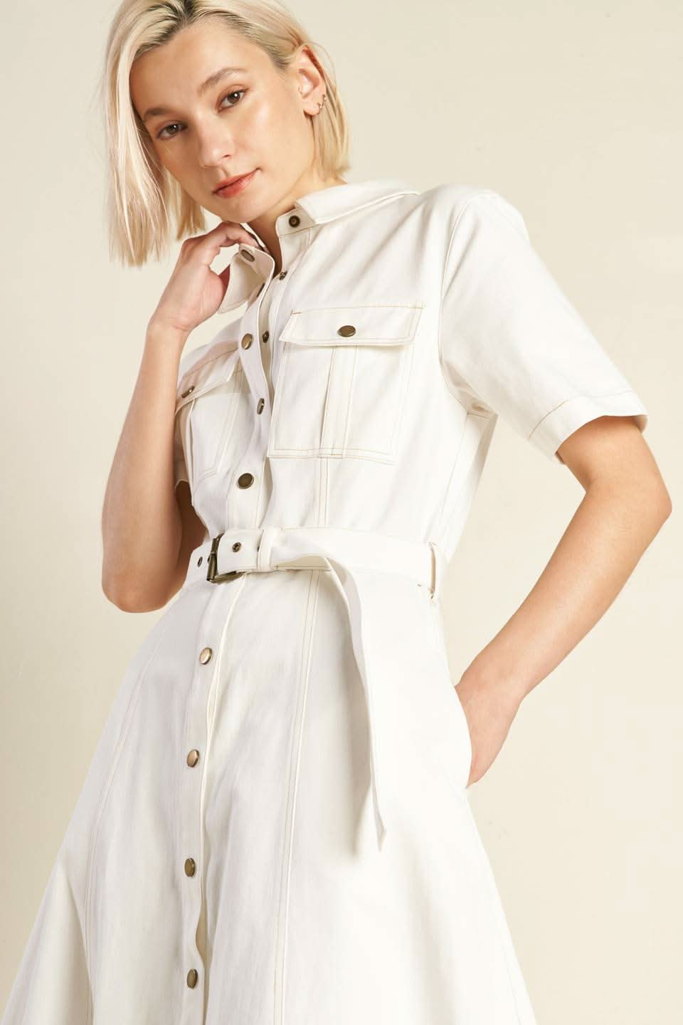 FIRE WITHIN WOVEN MIDI SHIRT DRESS