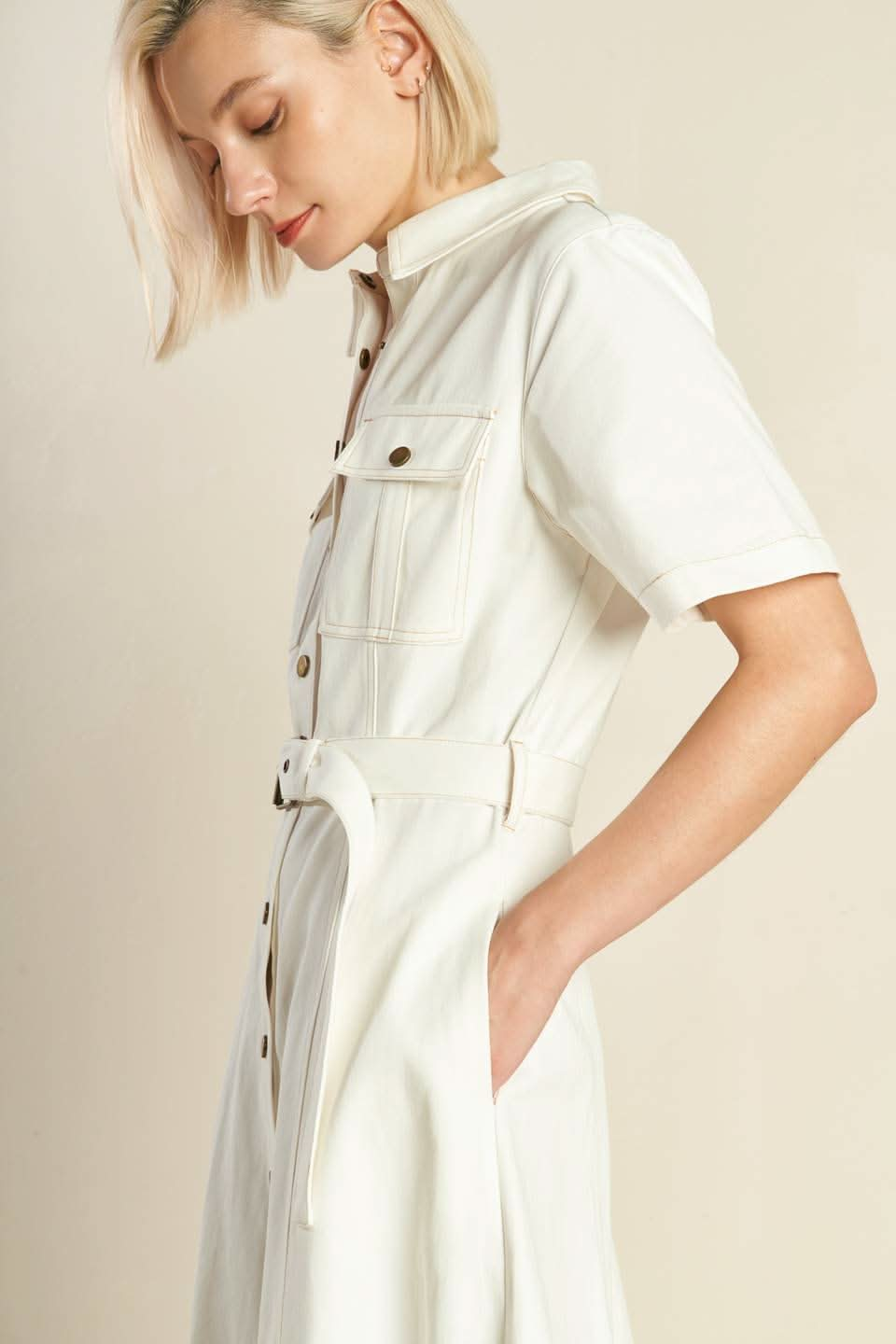 FIRE WITHIN WOVEN MIDI SHIRT DRESS