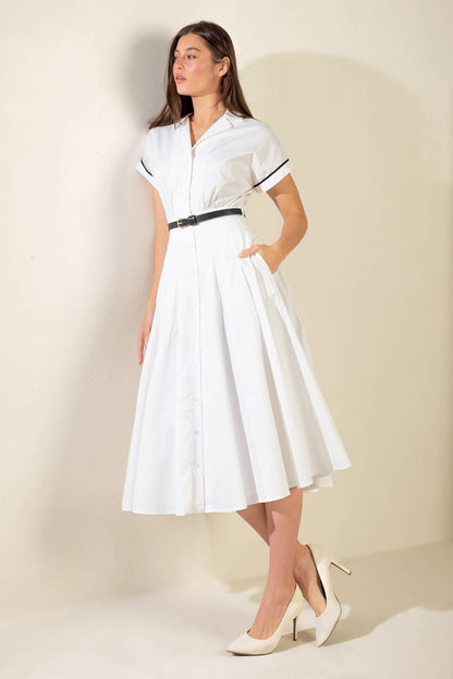 Elegant Charm Woven Midi Dress