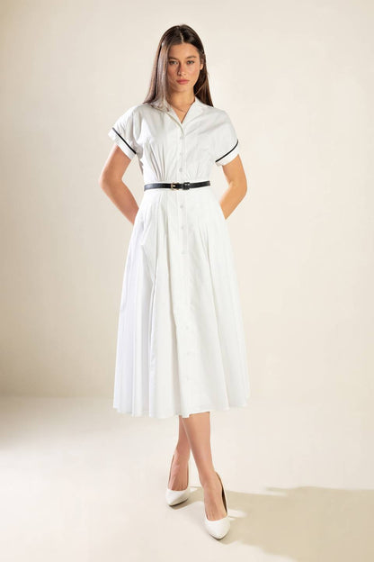 Elegant Charm Woven Midi Dress