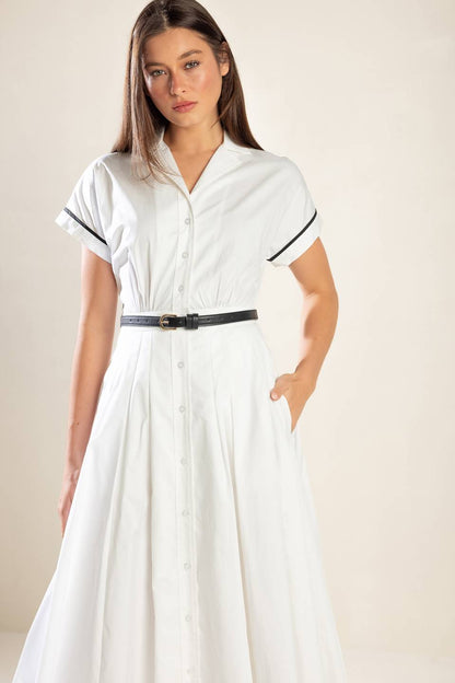 Elegant Charm Woven Midi Dress