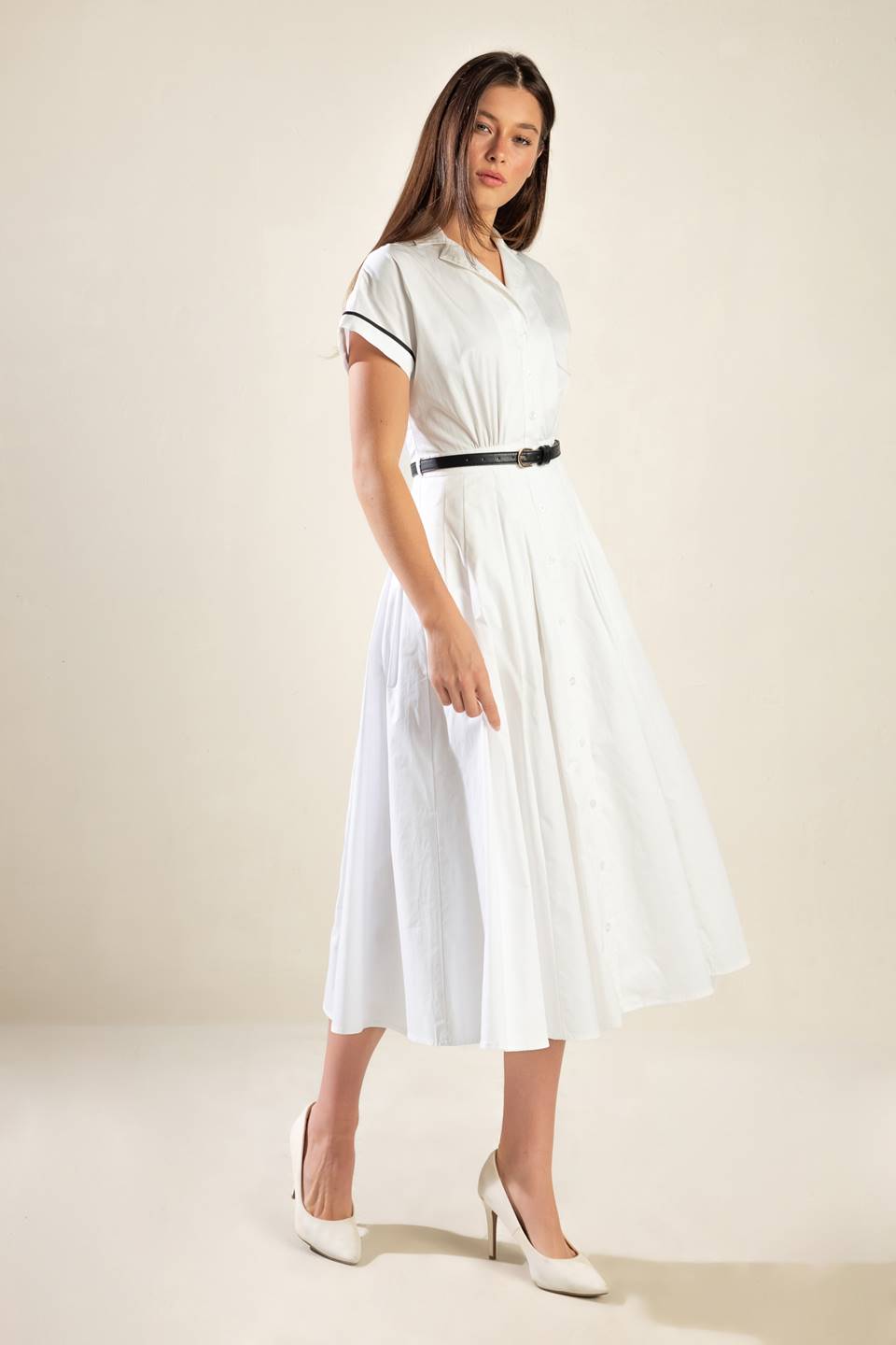 Elegant Charm Woven Midi Dress