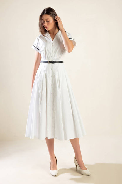 Elegant Charm Woven Midi Dress