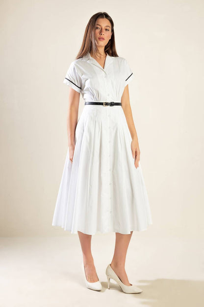 Elegant Charm Woven Midi Dress