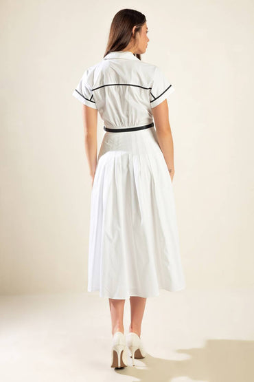 Elegant Charm Woven Midi Dress