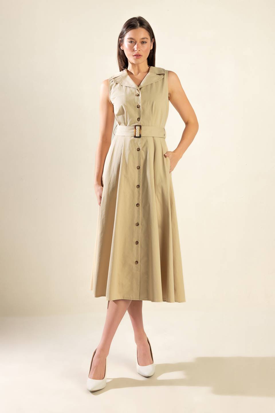 IDEAL APPROACH WOVEN MIDI DRESS Flying Tomato